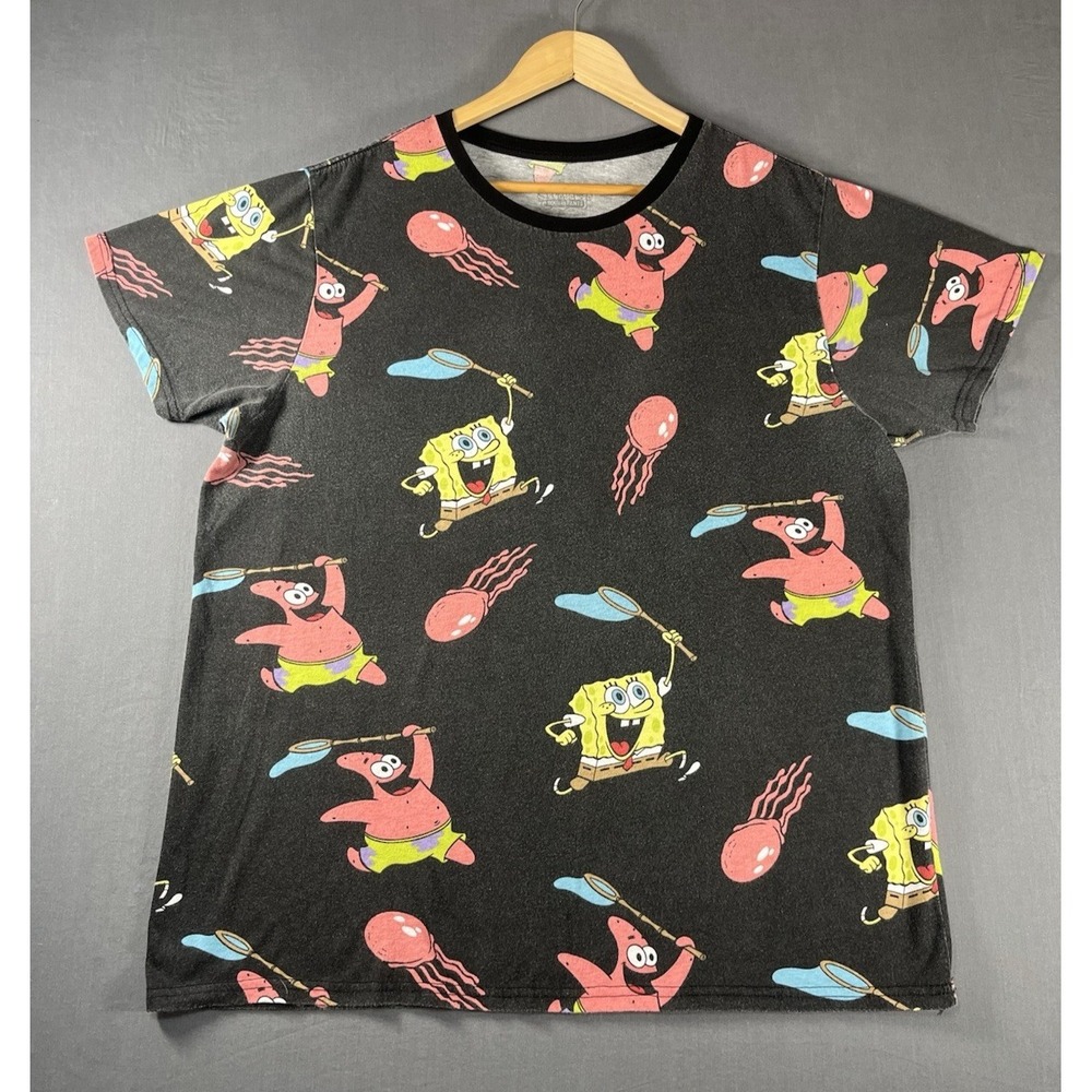 SpongeBob SquarePants Patrick & Spongebob AOP Jelly Fishing T Shirt Sz XL